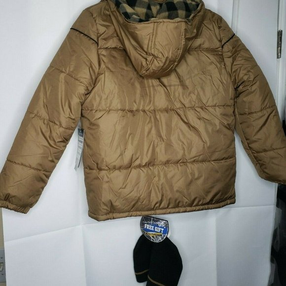 iXtreme Boys Brown Plaid Interior Full Zip Jacket With Skully Hat Included - Picture 9 of 12
